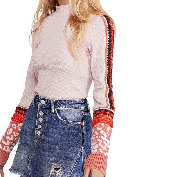 Free People Tops - NWOT Dusty Pink Free People Thermal with Crochet Details